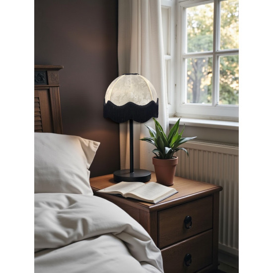 Paisley Jacquard Ivory Black Dome Lampshade