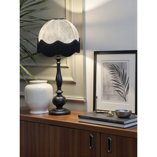 Paisley Jacquard Ivory Black Dome Lampshade