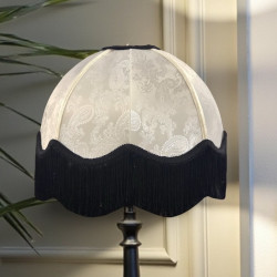 Paisley Jacquard Ivory Black Dome Lampshade
