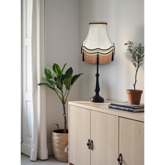 Paisley Jacquard Ivory and Black Gallery Lampshade