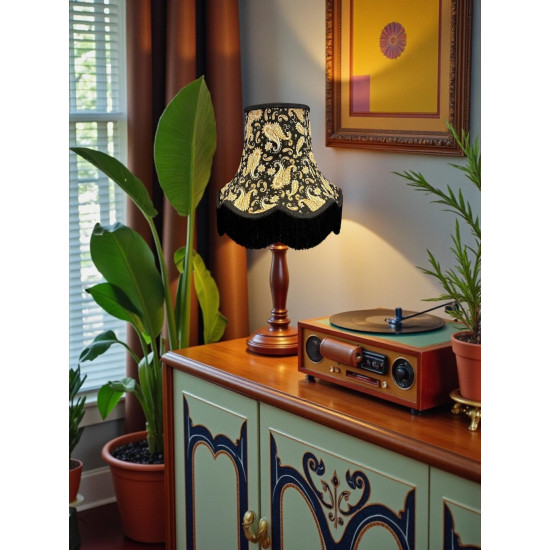 Paisley Print Black and Gold Lampshade