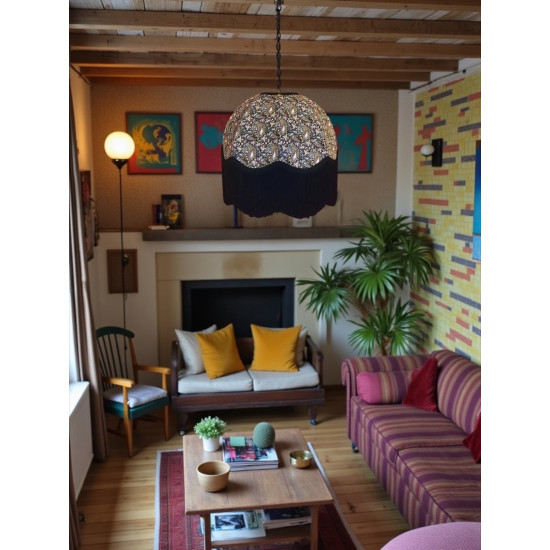 Paisley Print Black Dome Lampshade