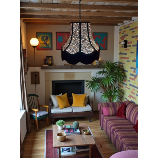 Paisley Print Black Seam Lampshade