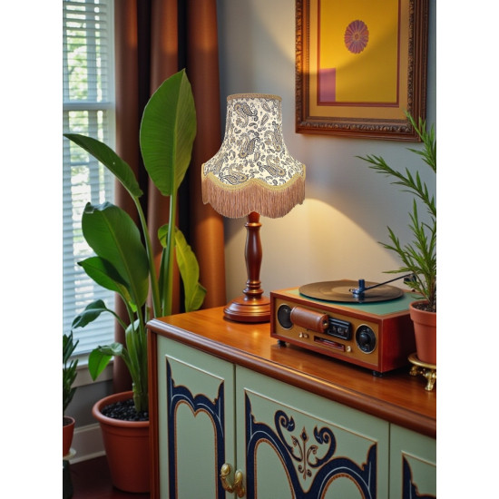 Paisley Print Ivory Grey and Gold Lampshade