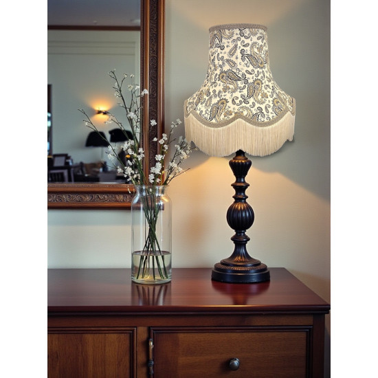 Paisley Print Ivory and Grey Lampshade
