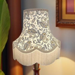 Paisley Print Ivory and Grey Lampshade