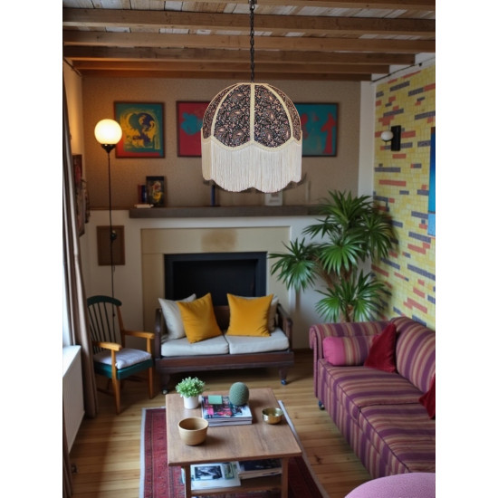 Paisley Print Pink Cream Seam Dome Lampshade