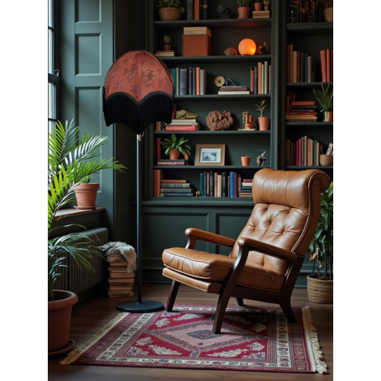 Paisley Jacquard Red Black Parachute Dome Lampshade