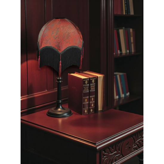Paisley Jacquard Red Black Tasseled Parachute Dome Lampshade