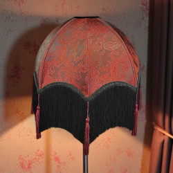 Paisley Jacquard Red Black Tasseled Parachute Dome Lampshade