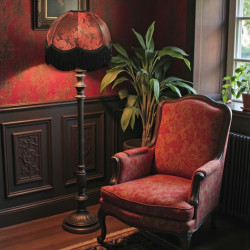 Paisley Jacquard Red Black Dome Lampshade