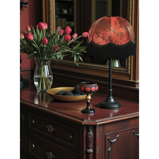 Paisley Jacquard Red Black Dome Lampshade