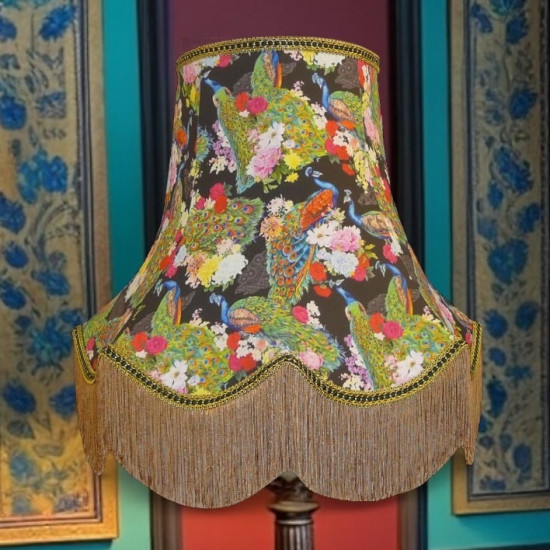 Peacock Dance Black  Fabric Lampshades
