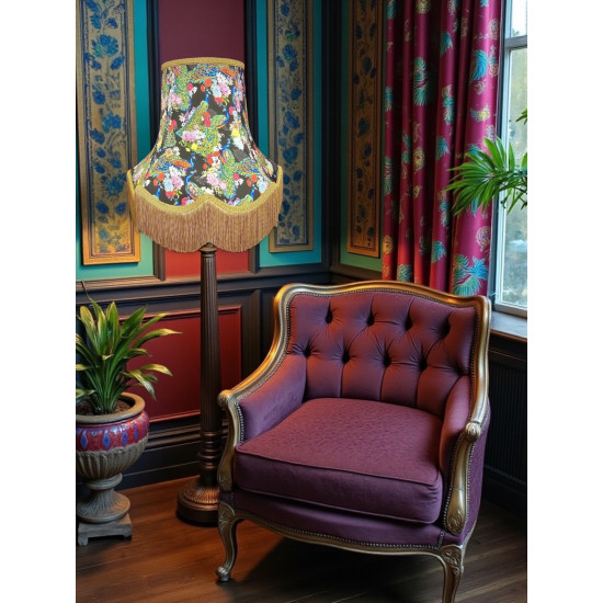 Peacock Dance Black Gold Fabric Lampshades