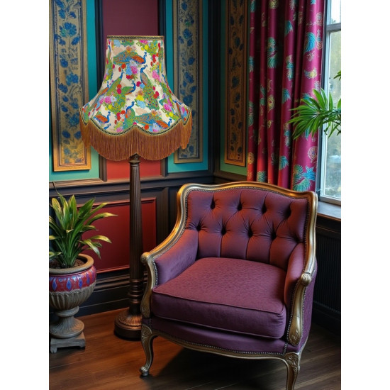 Peacock Dance Cream Fabric Lampshades