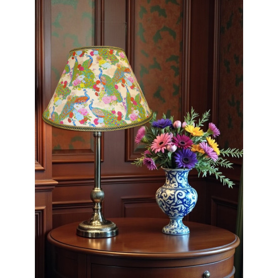 Peacock Plume Cream Fabric Lampshades