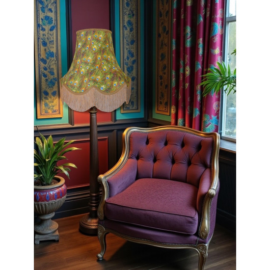 Peacock Feathers Gold Fabric Lampshades