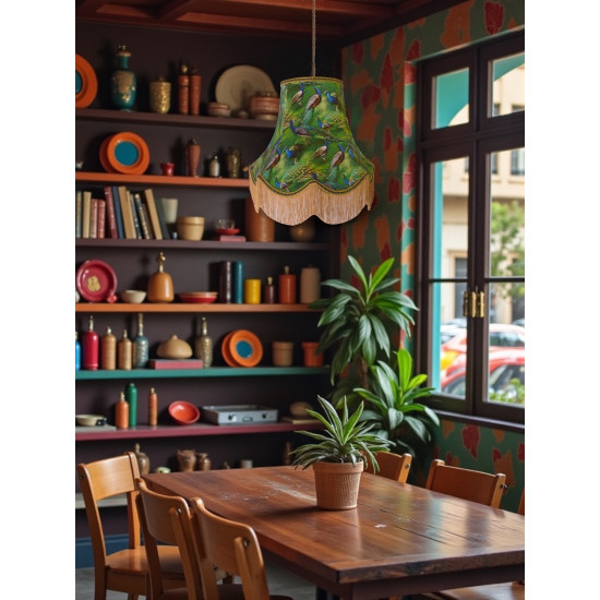 Peacock Dance Green Fabric Lampshades