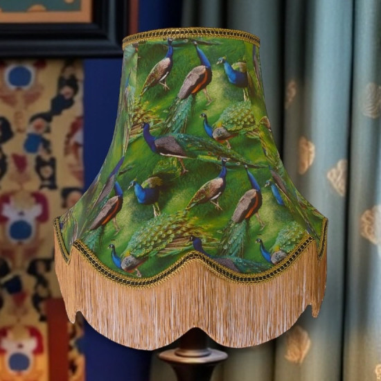 Peacock Dance Green Fabric Lampshades