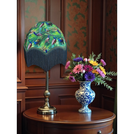 Green Peacock Parachute Dome Fabric Lampshade