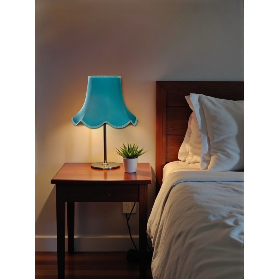 Azure Blue Modern Scalloped Fabric Lampshades