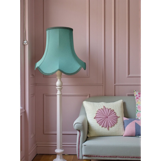 Duck Egg Blue Modern Fabric Scalloped Lampshades