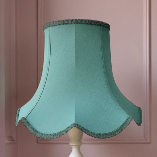 Duck Egg Blue Modern Fabric Scalloped Lampshades