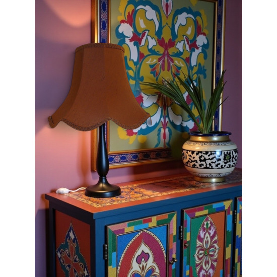 Chocolate Brown Modern Scalloped Fabric Lampshades