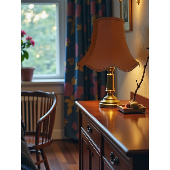 Chocolate Brown Modern Scalloped Fabric Lampshades