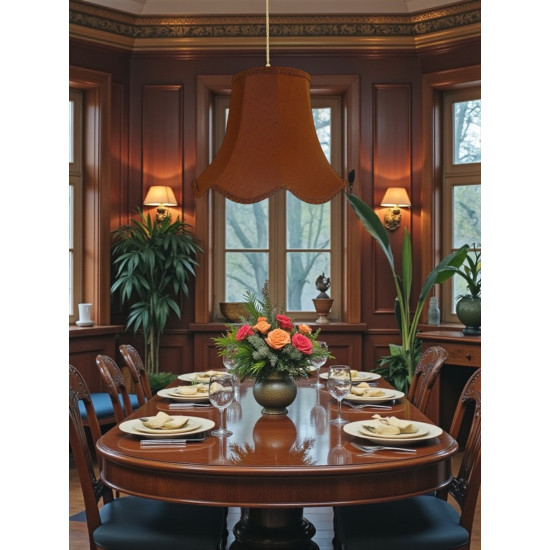Chocolate Brown Modern Scalloped Fabric Lampshades