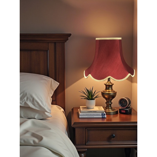 Burgundy Red and Gold Braid Modern Fabric Lampshades
