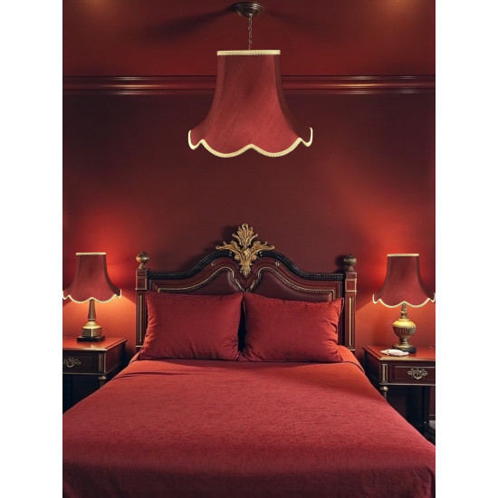 Burgundy Red and Gold Braid Modern Fabric Lampshades