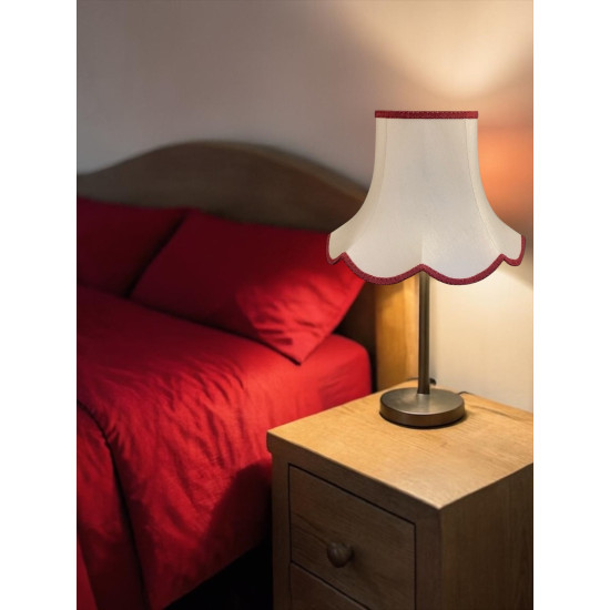 Cream and Burgundy Modern Scalloped Fabric Lampshades