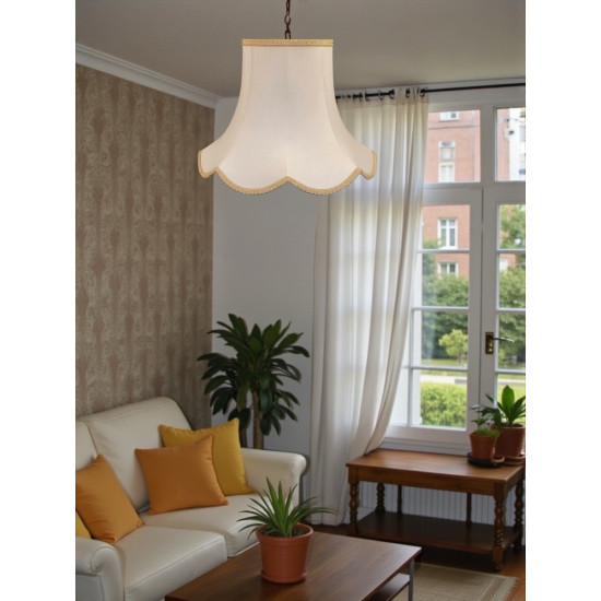 Cream and Gold Modern Scalloped Fabric Lampshades