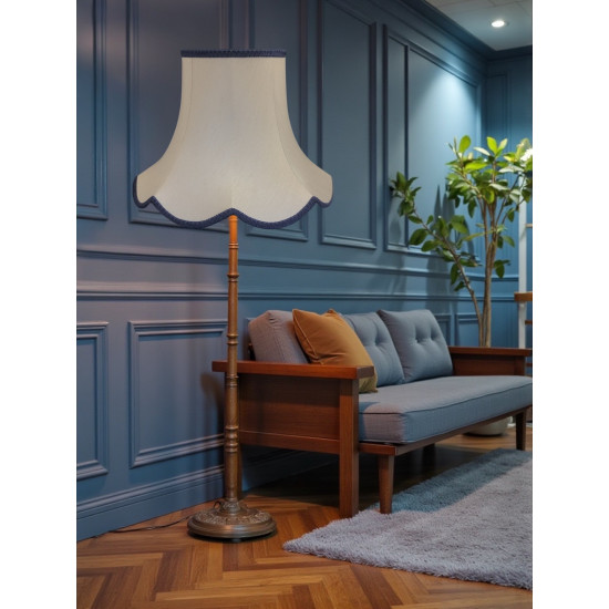 Cream and Navy Blue Modern Scalloped Fabric Lampshades