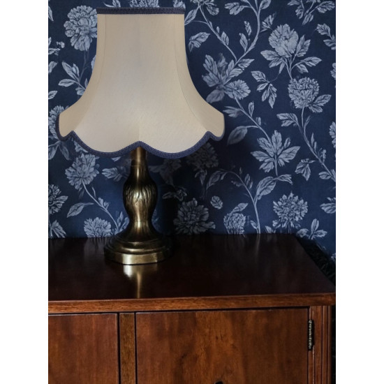 Cream and Navy Blue Modern Scalloped Fabric Lampshades