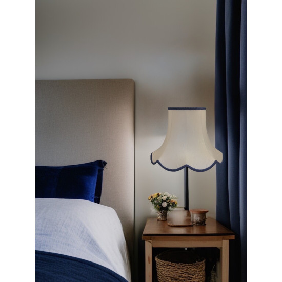 Cream and Navy Blue Modern Scalloped Fabric Lampshades