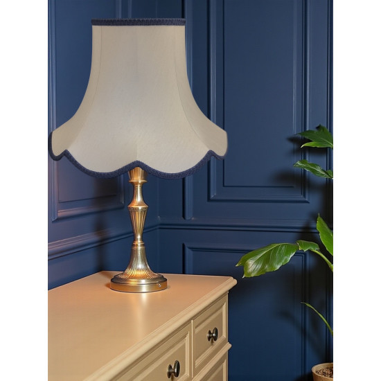 Cream and Navy Blue Modern Scalloped Fabric Lampshades