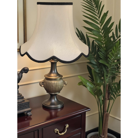 Cream and Black Modern Scalloped Fabric Lampshades