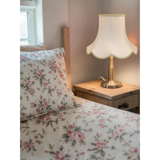 Cream and Light Green Modern Scalloped Fabric Lampshades