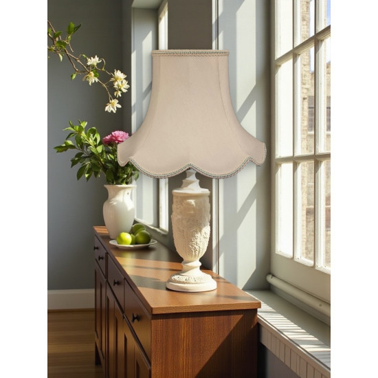 Cream and Light Green Rope Modern Scalloped Fabric Lampshades