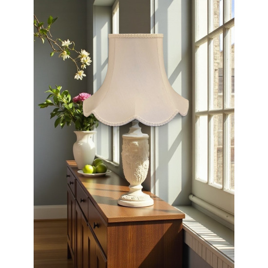 Cream Modern Scalloped Fabric Lampshades