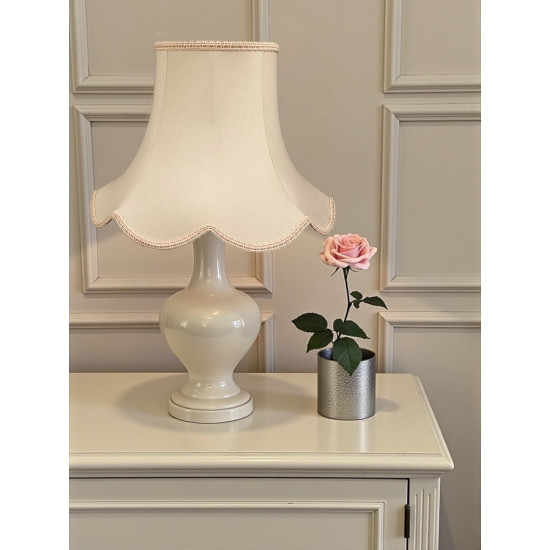 Cream and Pink Cottage Modern Scalloped Fabric Lampshades