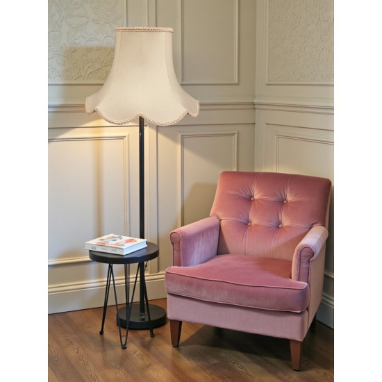 Cream and Pink Cottage Modern Scalloped Fabric Lampshades