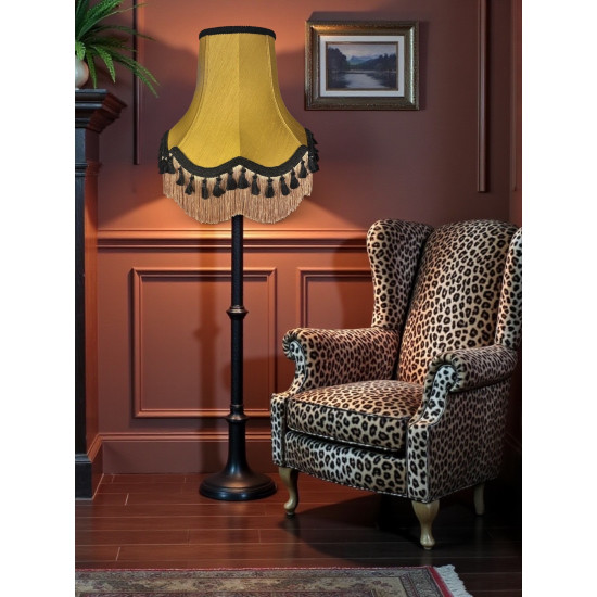 Antique Gold and Black Tassel Scalloped Fabric Lampshades