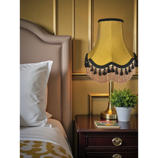 Antique Gold and Black Tassel Scalloped Fabric Lampshades