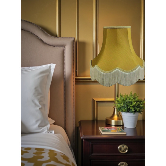 Antique Gold and Cream Scalloped Fabric Lampshade