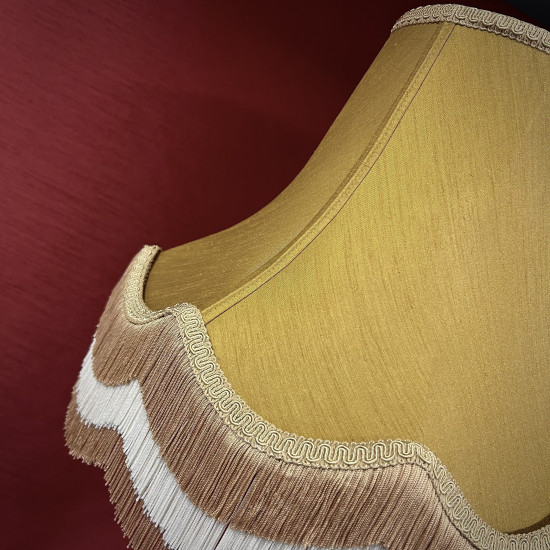 Antique Gold Layered Fringe Scalloped Fabric Lampshades