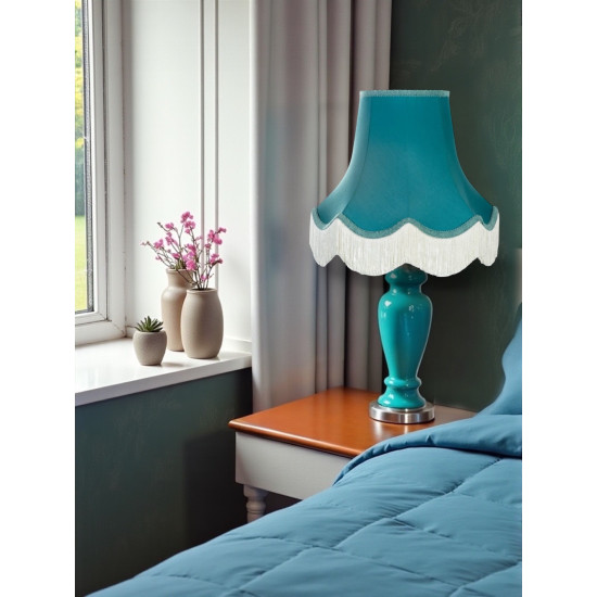 Azure Blue Scalloped Fabric Lampshades
