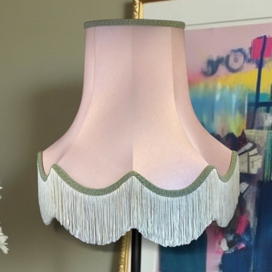Baby Pink And Sage Green Scalloped Fabric Lampshades
